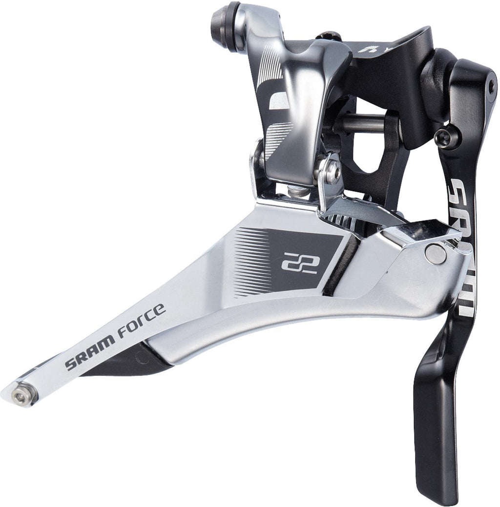 Desviador delantero SRAM Force 22 Yaw de soldar con Chain Spotter plateado – vista principal