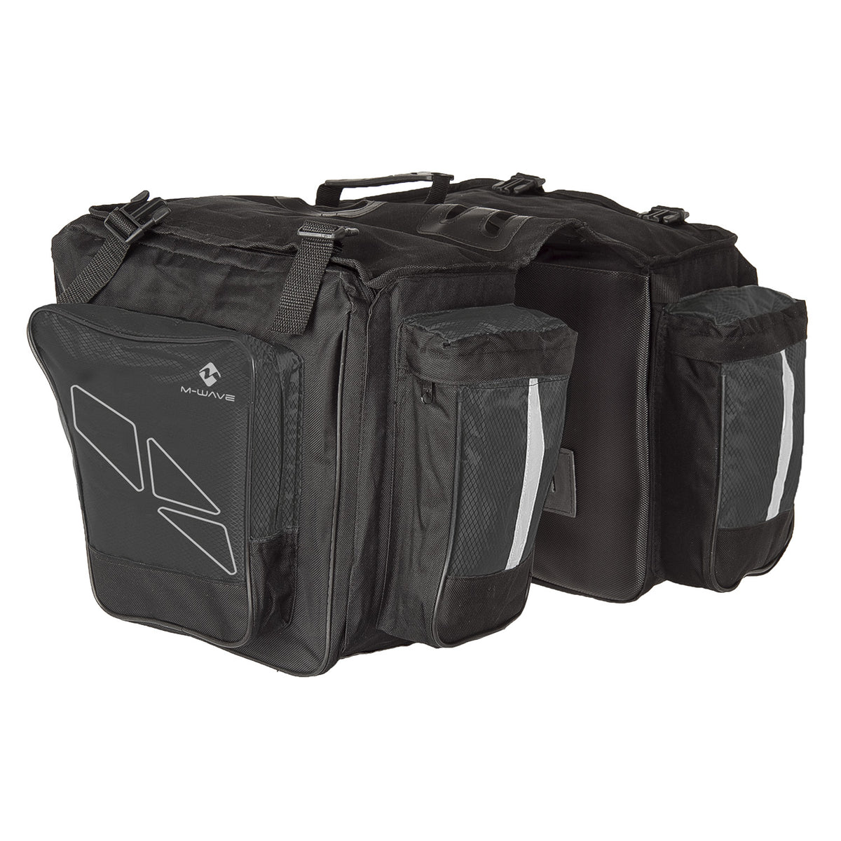 Alforjas M-Wave Amsterdam Triple negro/gris – montaje