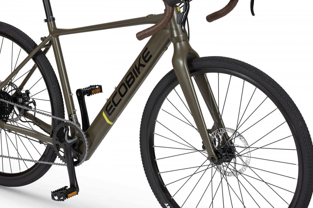 Bicicleta eléctrica gravel Ecobike Forest Arrow verde – detalle