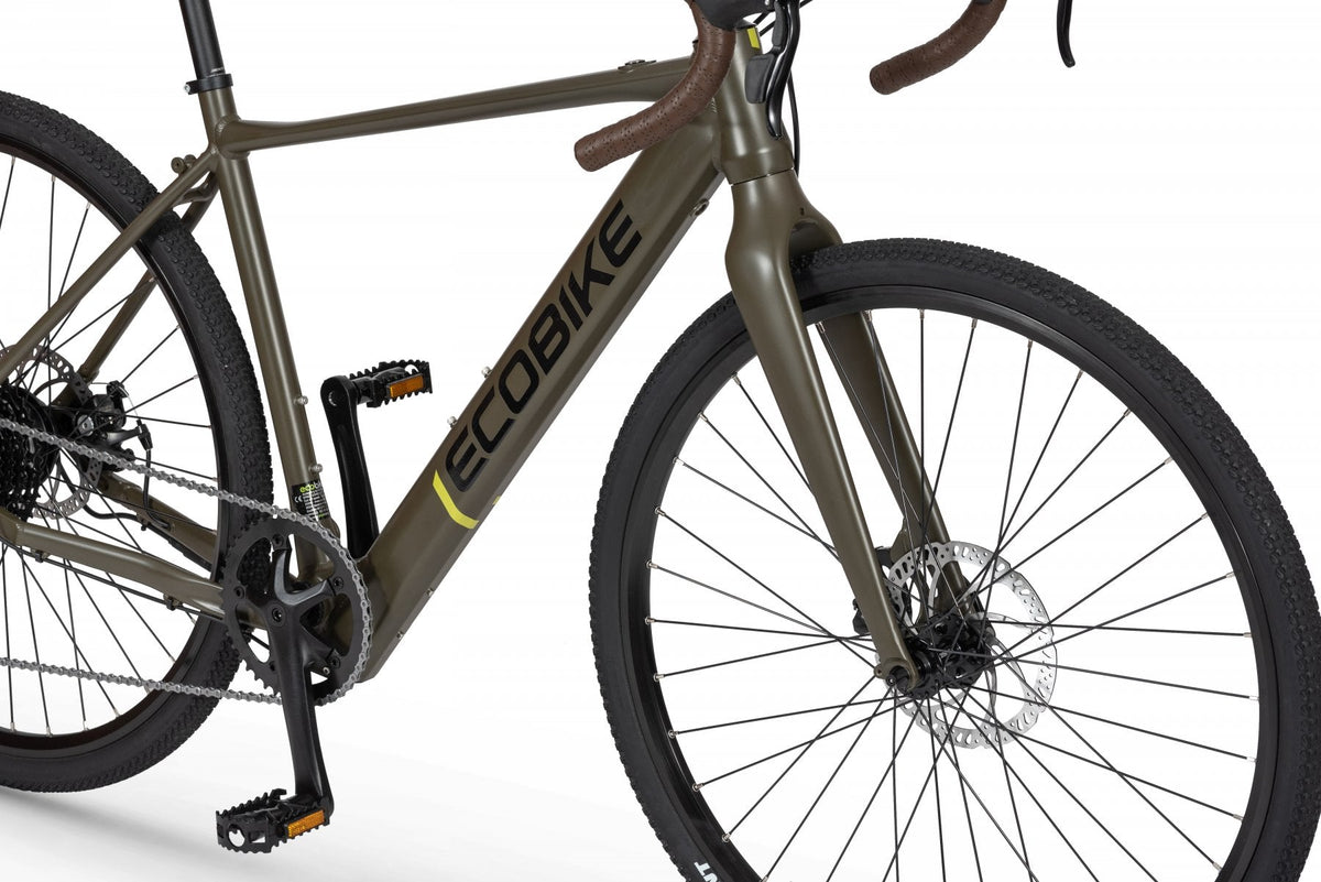 Bicicleta eléctrica gravel Ecobike Forest Arrow verde – detalle