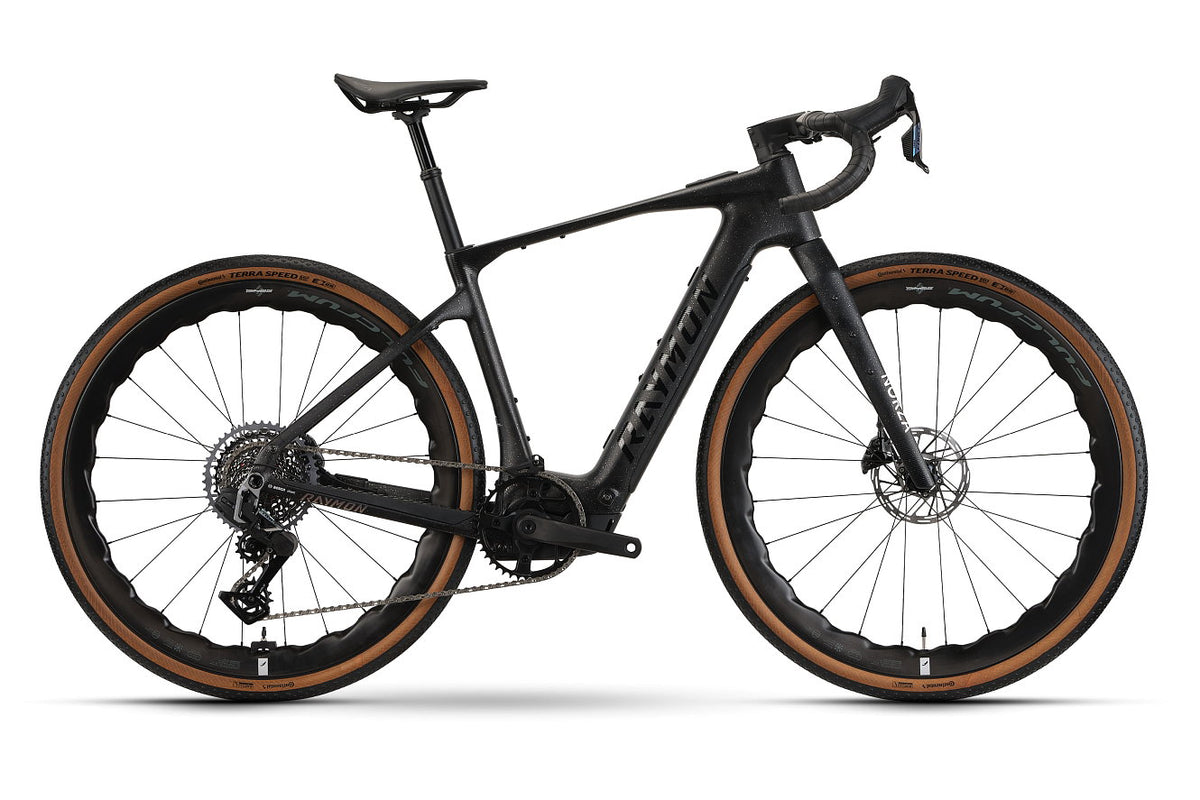 Bicicleta eléctrica gravel Raymon Norza Ultra 2026 carbon sparkle – vista lateral