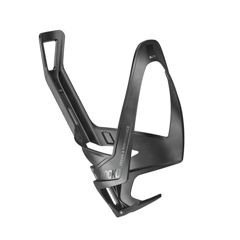 Portabidón Elite Rocko Carbon negro mate con logo negro – vista frontal