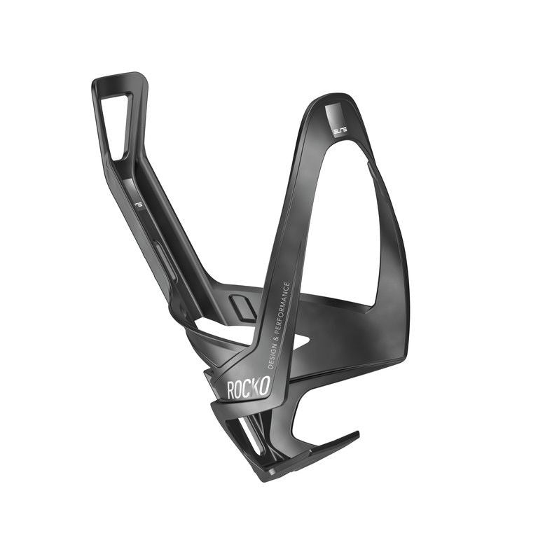 Portabidón Elite Rocko Carbon negro mate con logo blanco – vista frontal