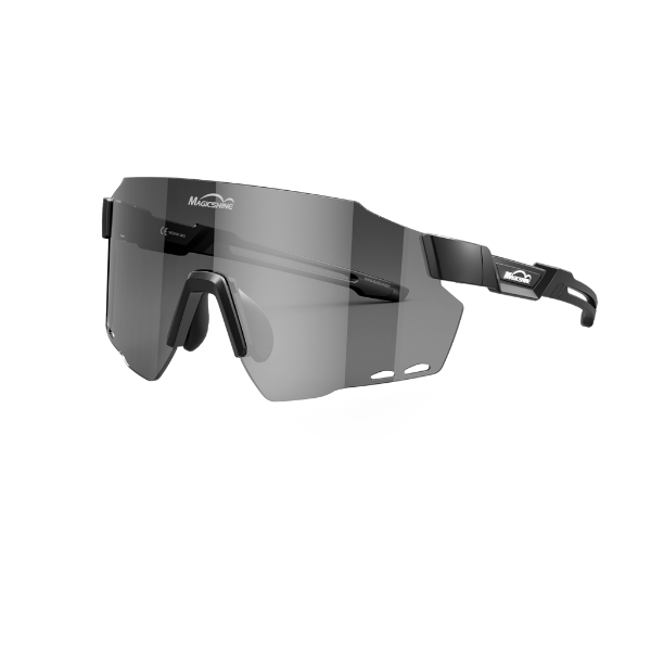 Gafas Magicshine Windbreaker Classic negro mate con lente espejo negra – vista lateral