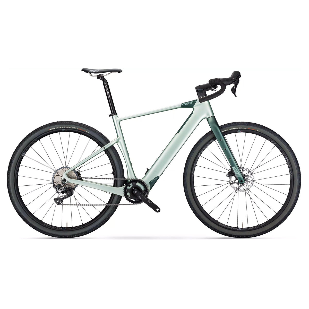 Bicicleta eléctrica gravel Wilier Adlar Hybrid GRX 2024 mint green – vista lateral