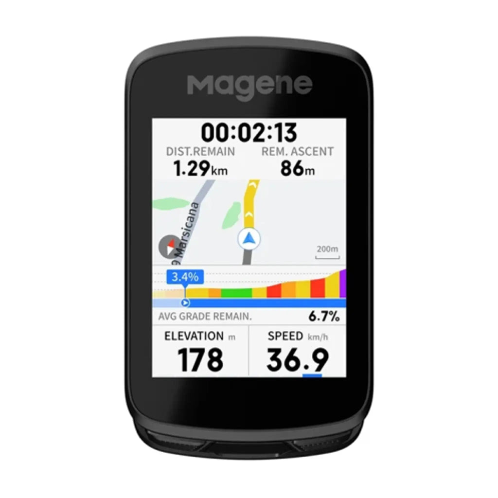 Ciclocomputador GPS Magene C606 Pro negro – vista frontal