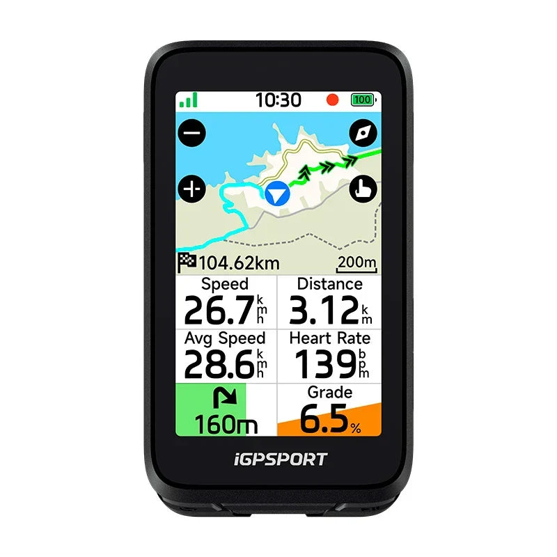 Ciclocomputador GPS iGPSPORT BiNavi Air negro – vista frontal