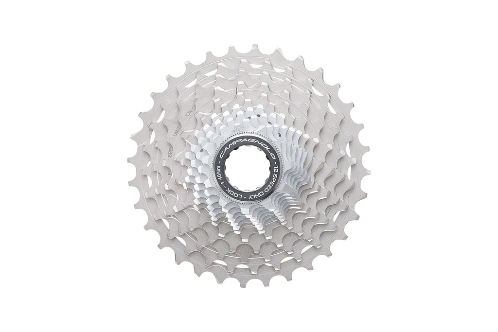 Cassette Campagnolo Super Record 12v 11-29 plateado – vista frontal