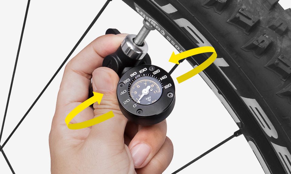 Manómetro Topeak Shuttle Gauge G2 – detalle de la esfera giratoria 360°