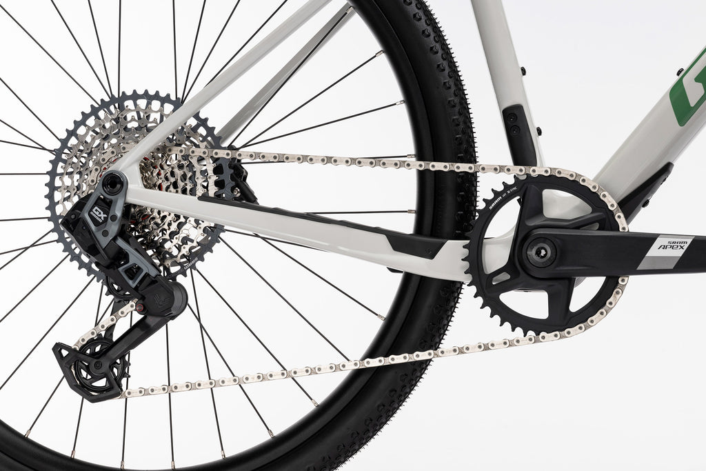 Bicicleta gravel Ghost Asket CF Full Party 2026 silver stone/meadow green – detalle