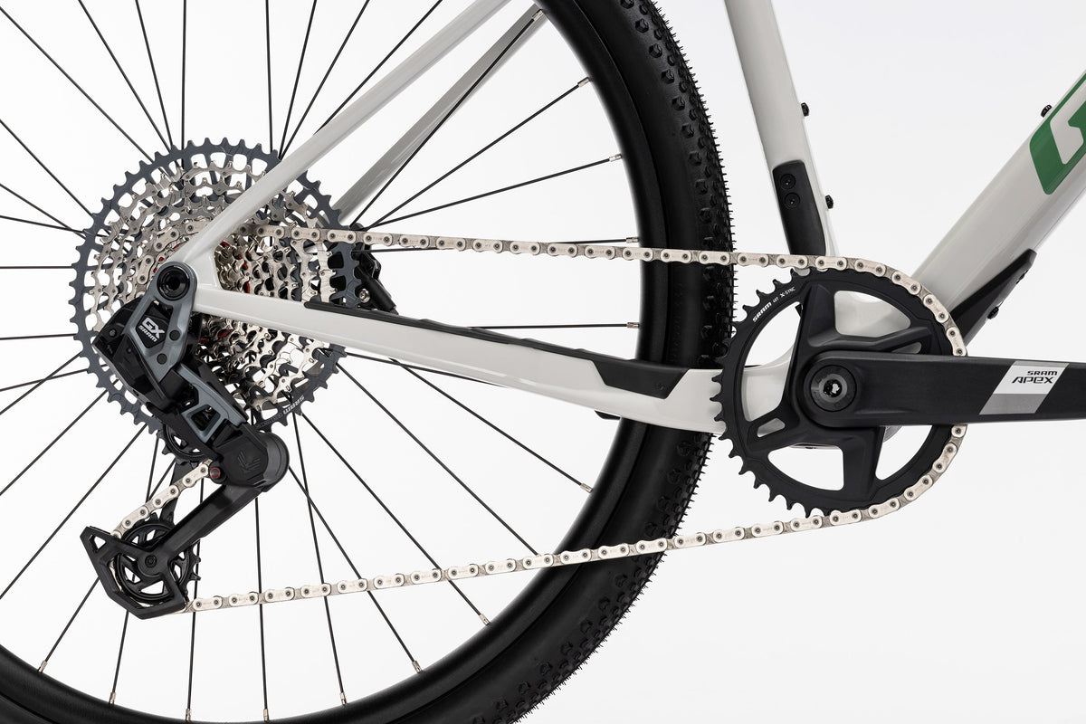 Bicicleta gravel Ghost Asket CF Full Party 2026 silver stone/meadow green – detalle