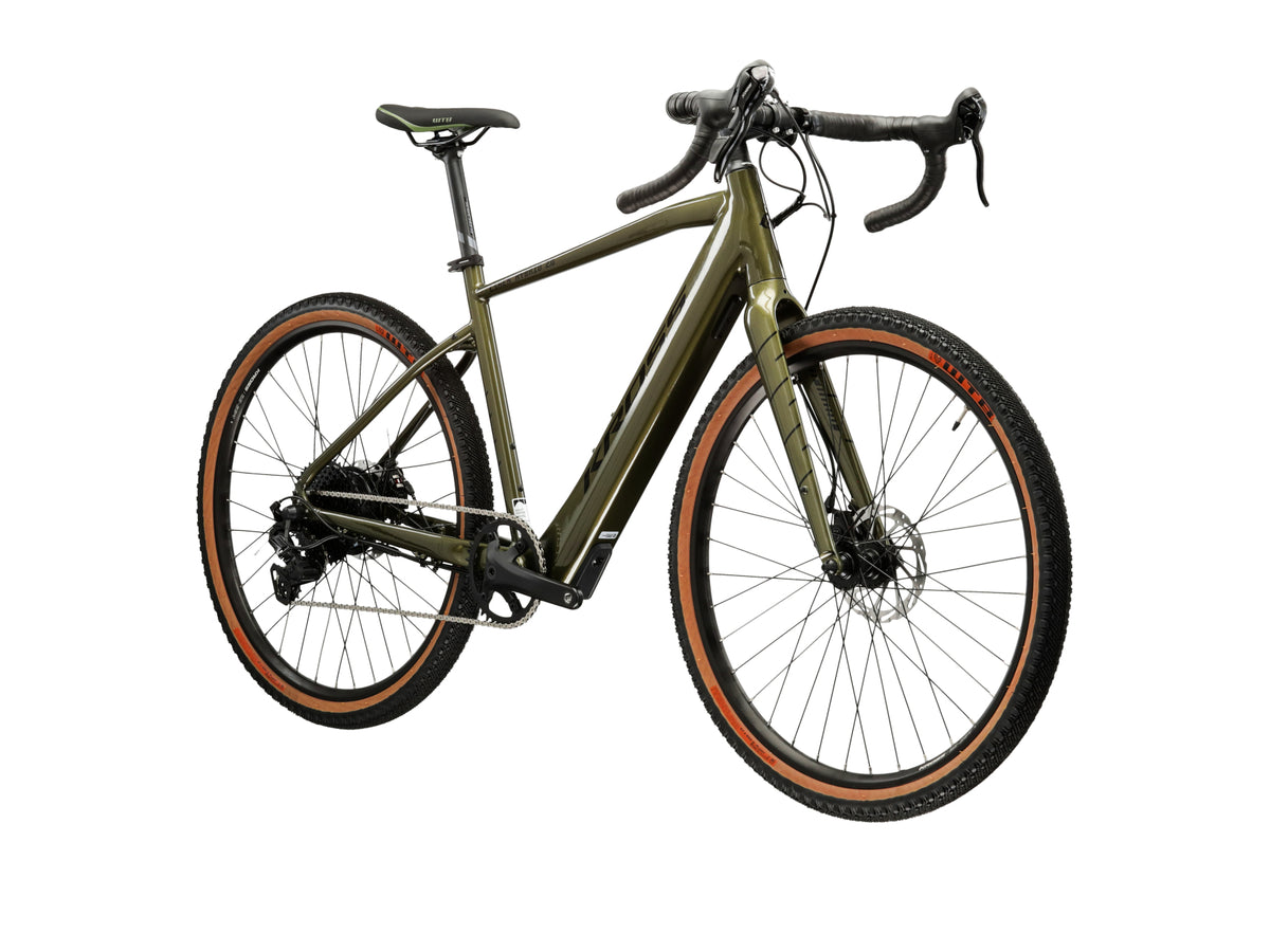 Bicicleta eléctrica gravel Kross Esker Hybrid 2.0 2023 khaki/black – detalle