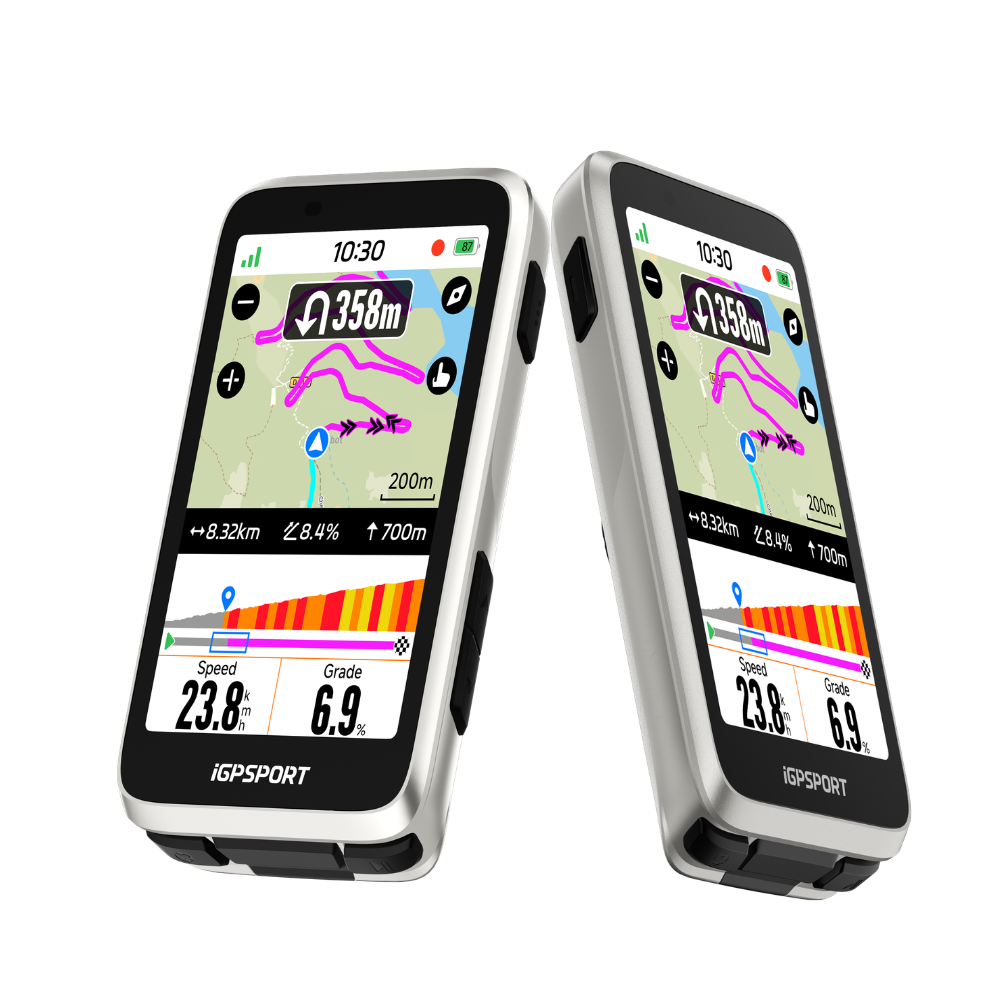 Ciclocomputador GPS iGPSPORT BiNavi gris – vista frontal