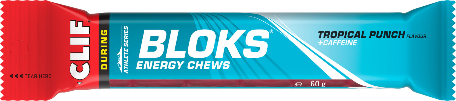 Clif Shot Bloks Frutas Tropicales con Cafeína 60g (pack de 18)