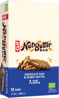 Clif Bar Nut Butter Chocolate Chips y Cacahuete 50g (pack de 12)