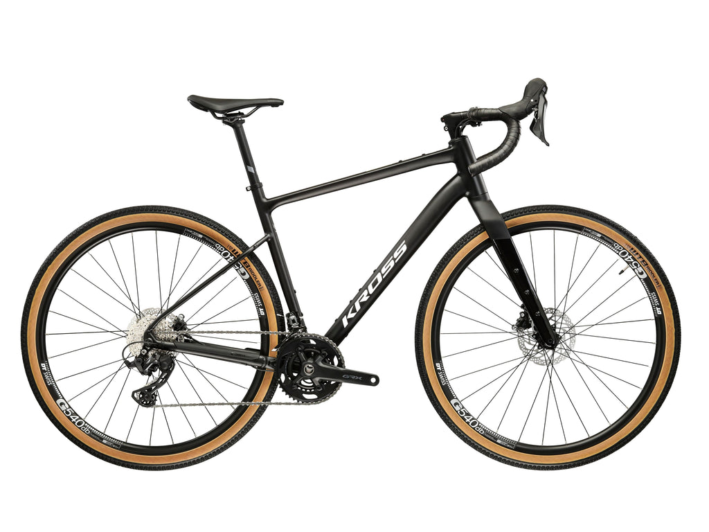 Bicicleta gravel Kross Esker 6.0 2026 black white – vista lateral