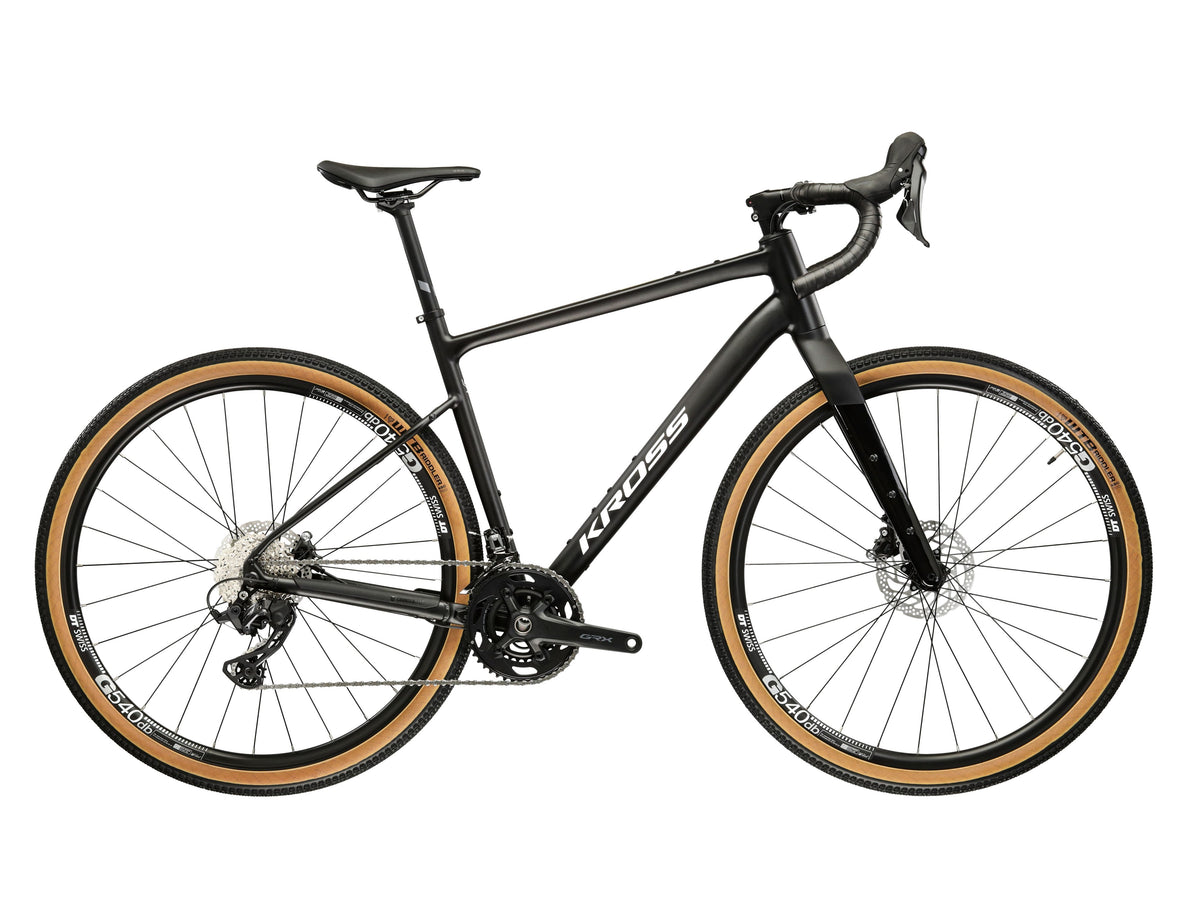 Bicicleta gravel Kross Esker 6.0 2026 black white – vista lateral