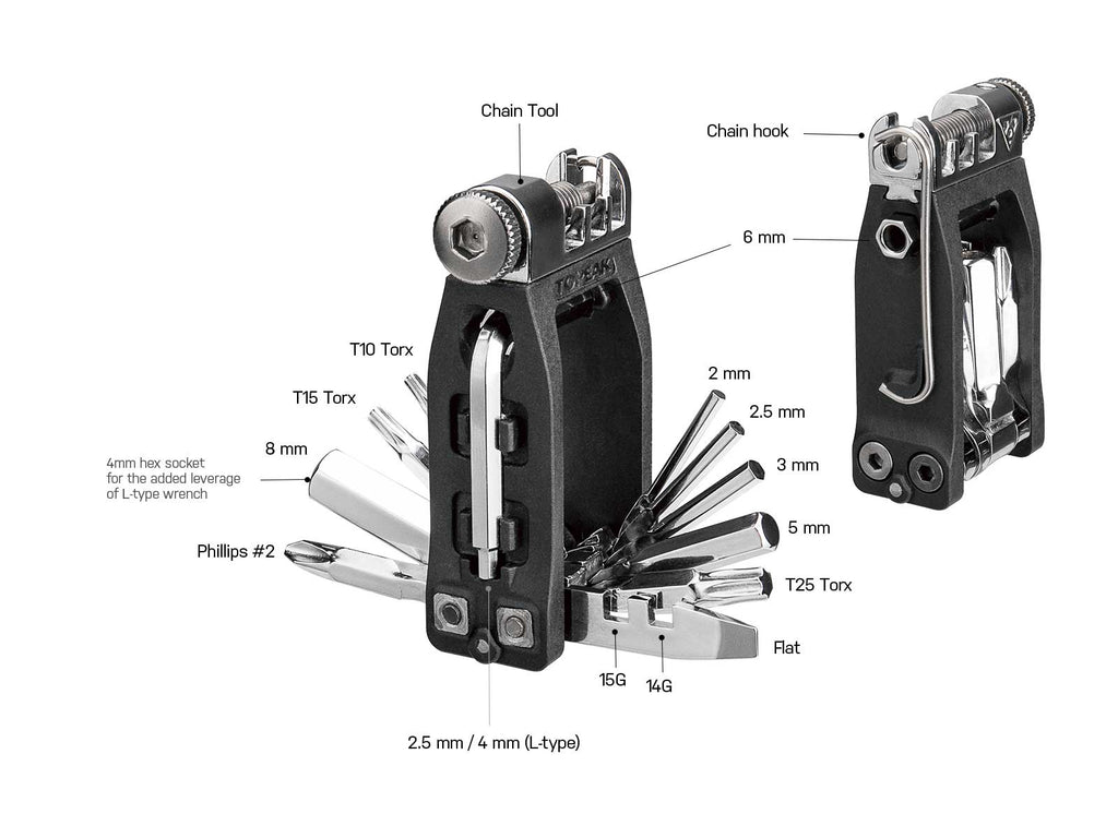 Multiherramienta Topeak Ninja 16+ – herramientas desplegadas