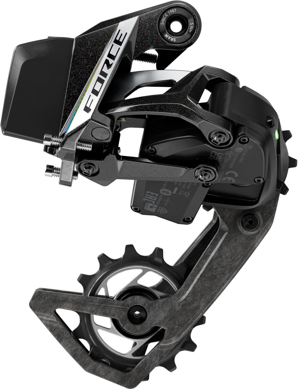 Cambio trasero SRAM Force AXS E1 12v, max. 36T (sin batería) negro – vista lateral